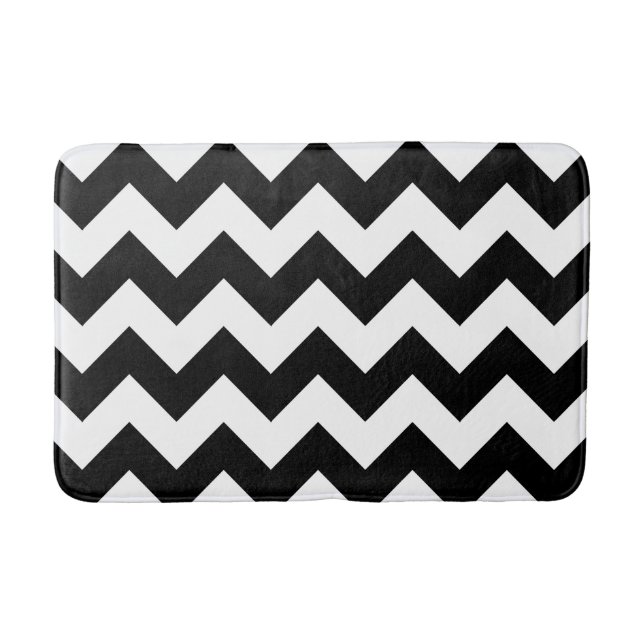 Black and White Chevron Print Bath Mat (Front)