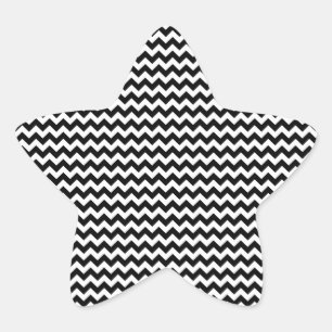 Black and White Chevron Stripe Star Sticker