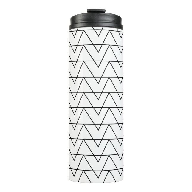 Black and White Chevron Stripe  Thermal Tumbler (Front)