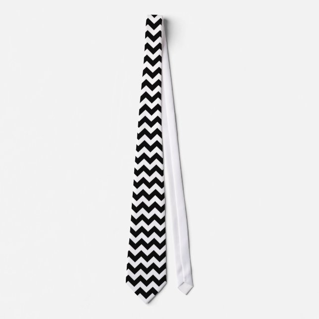 Black and White Chevron Stripe Tie (Front)