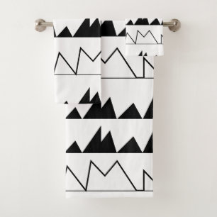 Black and White Chevron Stripes  Bath Towel Set