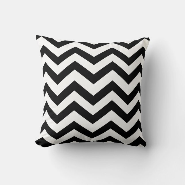 Black and White Chevron Throw Pillow (Front)