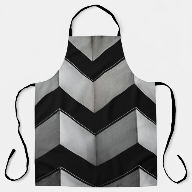 BLACK AND WHITE CHEVRON WALLPAPER APRON (Front)