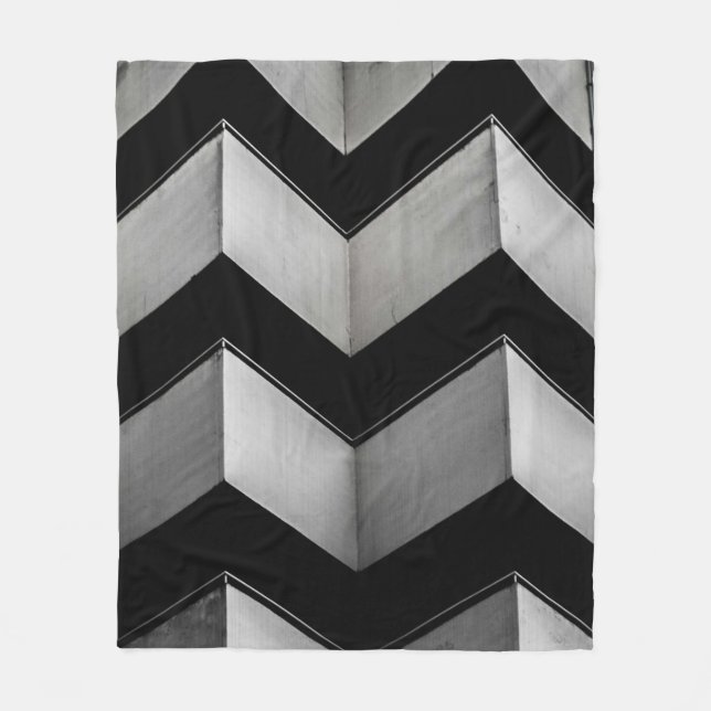 BLACK AND WHITE CHEVRON WALLPAPER FLEECE BLANKET (Front)