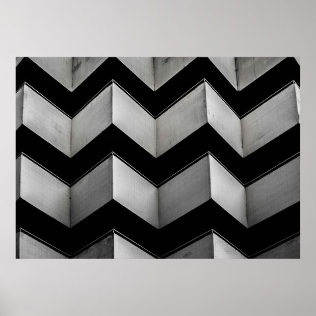 BLACK AND WHITE CHEVRON WALLPAPER POSTER (Front)