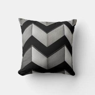 BLACK AND WHITE CHEVRON WALLPAPER THROW PILLOW
