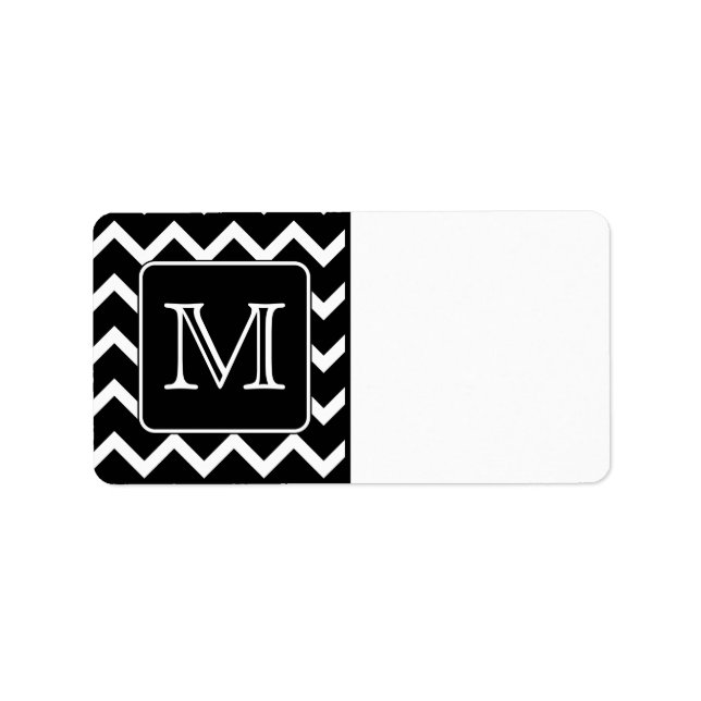 Black and White Chevron with Custom Monogram. Label (Front)