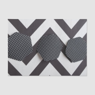 BLACK AND WHITE CHEVRON WITH HEX TISSUE PAPER