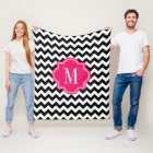 Black and White Chevron with Hot Pink Monogram