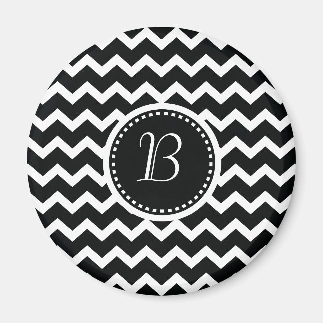 Black and White Chevron Zig Zag Retro Elegance Magnet (Front)