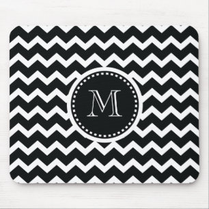 Black and White Chevron Zig Zag Retro Elegance Mouse Pad