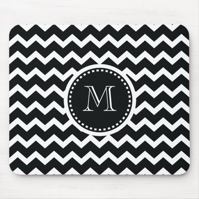 Black and White Chevron Zig Zag Retro Elegance Mouse Pad (Front)