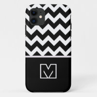 Black and White Chevron Zigzag. Custom Monogram