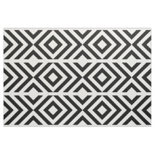Black and White Chevrons and Diamonds Geometric Fabric