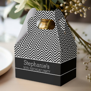 Black and White Chevrons Birthday Party Favor Box