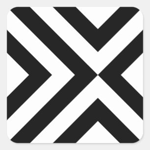 Black and White Chevrons Square Sticker