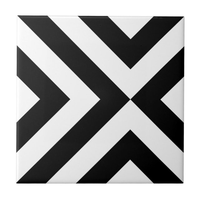 Black and White Chevrons Tile (Front)