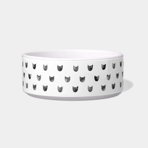 Black and White Chic Cute Cat Pattern Bowl