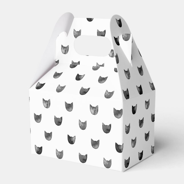 Black and White Chic Cute Cat Pattern Favor Box (Front Side)