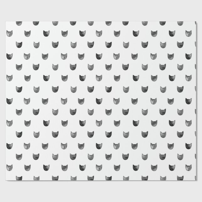 Black and White Chic Cute Cat Pattern Wrapping Paper (Flat)