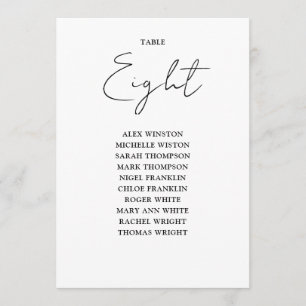 Black And White Chic Seating Chart Table Number