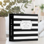 Black and White Chic Stripe | Wedding Planning Binder<br><div class="desc">Organize your plans for the big day in this chic personalized wedding planning binder. Beautiful black and white design features a wide horizontal striped background with your names and wedding date set on a notched badge element. Personalize the spine as well using the simple template fields provided.</div>