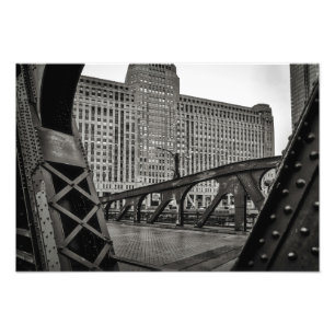 Black and White Chicago City View Photo Print