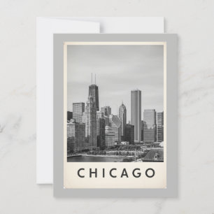 black and white chicago postcard