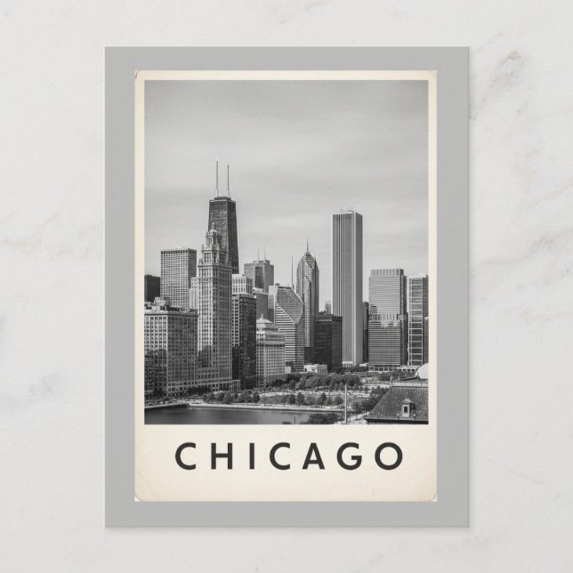 black and white chicago postcard (Front)