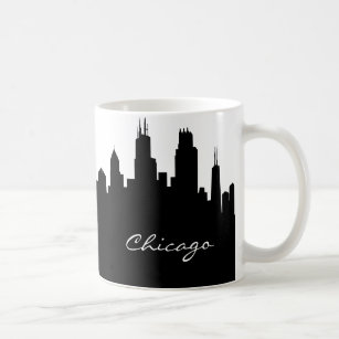 Black and White Chicago Skyline Coffee Mug
