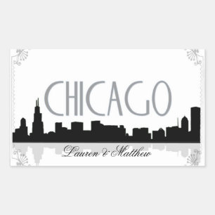 Black and white Chicago skyline Sticker