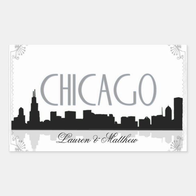 Black and white Chicago skyline Sticker (Front)