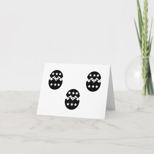 Black and White: Chick Coming Out Egg PERSONALIZED Card (Front)