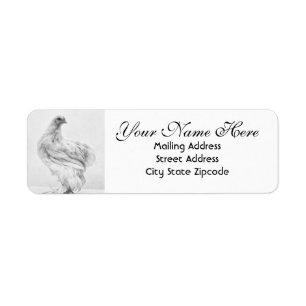 Black and White Chicken Return Address Label