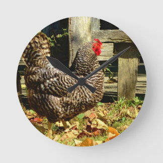 Black and white Chicken Round Clock