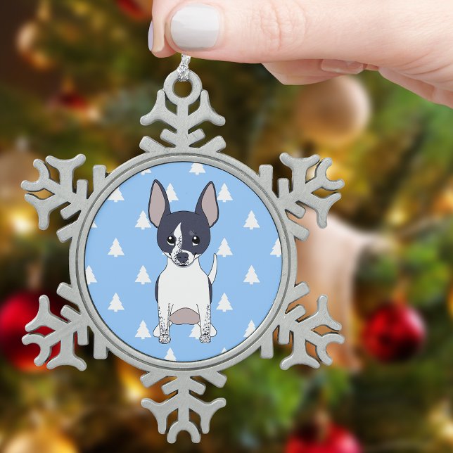 Black and White Chihuahua Christmas Tree Pattern Snowflake Pewter Christmas Ornament (Black and White Chihuahua Christmas Tree Pattern Snowflake Pewter Christmas Ornament)
