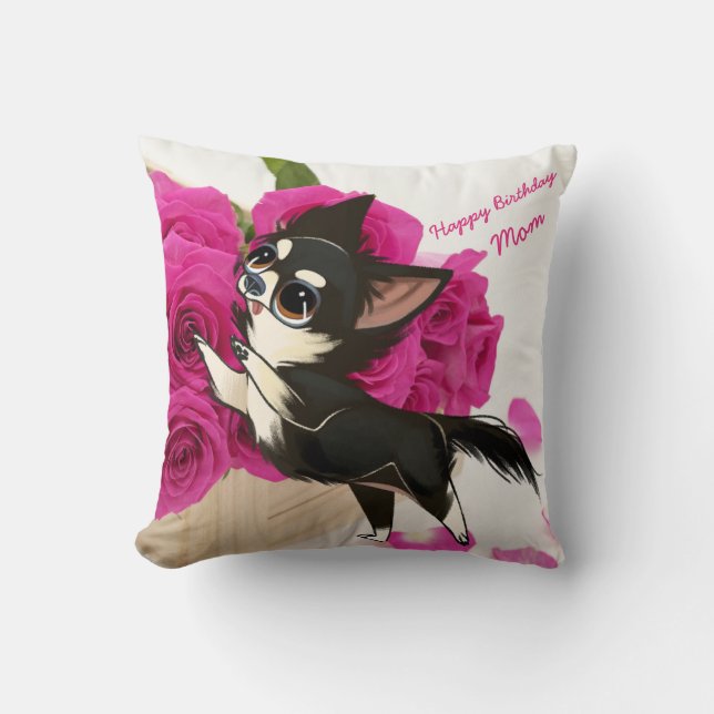 Black and White Chihuahua Pillow (Front)