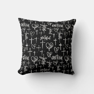 Black and White Christian Pattern Throw Pillow
