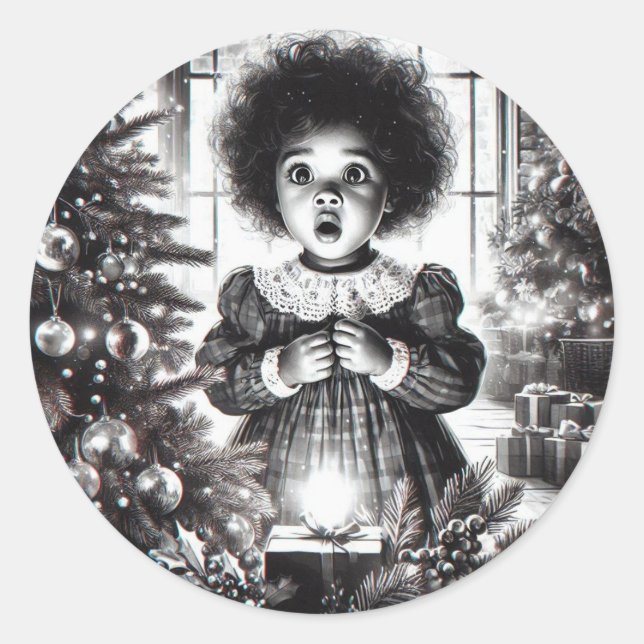 Black and White Christmas Awe Sticker (Front)