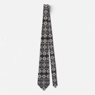 Black and White Christmas Fair Isle Pattern Tie