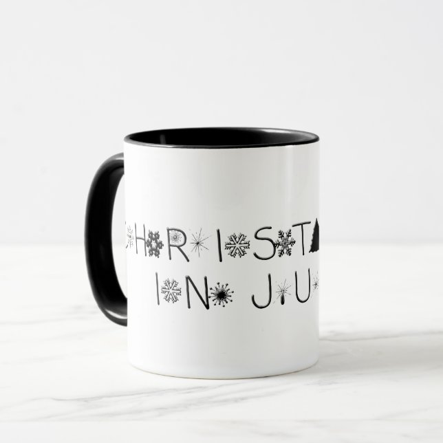 Black and White Christmas in July Mug (Front Left)