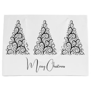Black and White Christmas Large Gift Bag