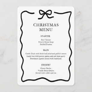 Black and White Christmas Menu