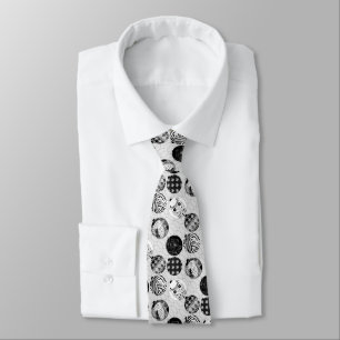 Black and white, Christmas pattern   Tie