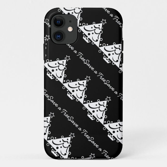Black and White Christmas Save The Tree Case-Mate iPhone Case (Back)