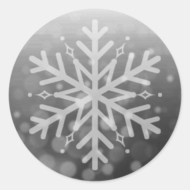 Black and White Christmas Snowflake Classic Round Sticker (Front)