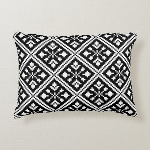 Black and White Christmas Snowflakes Pattern Decorative Pillow