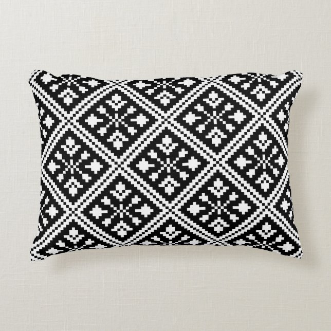 Black and White Christmas Snowflakes Pattern Decorative Pillow (Front)