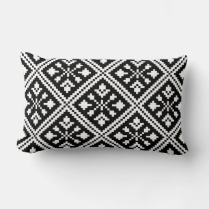 Black and White Christmas Snowflakes Pattern Lumbar Pillow