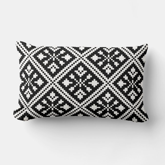 Black and White Christmas Snowflakes Pattern Lumbar Pillow (Front)